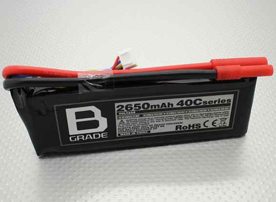 B-Grade 2650mAh 3S 40C Lipoly Batteria