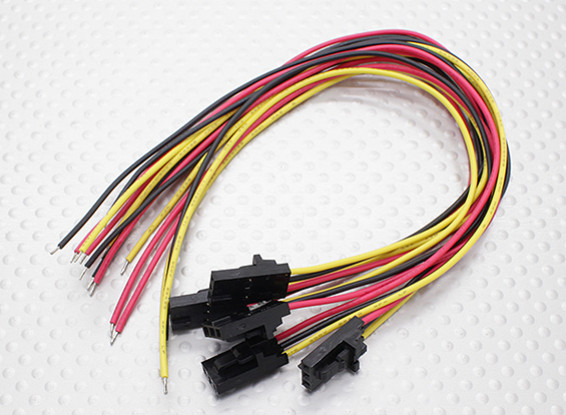 3 pin maschio spina Molex con giallo / rosso / 20cm nero con filo PVC 26AWG (5pcs / bag)