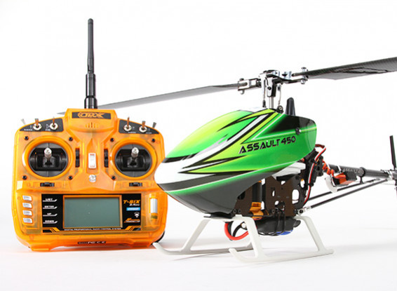 Assalto in elicottero 450 DFC Flybarless 3D w / OrangeRX T-SEI 2.4Ghz Trasmettitore - Mode 1 (RTF)