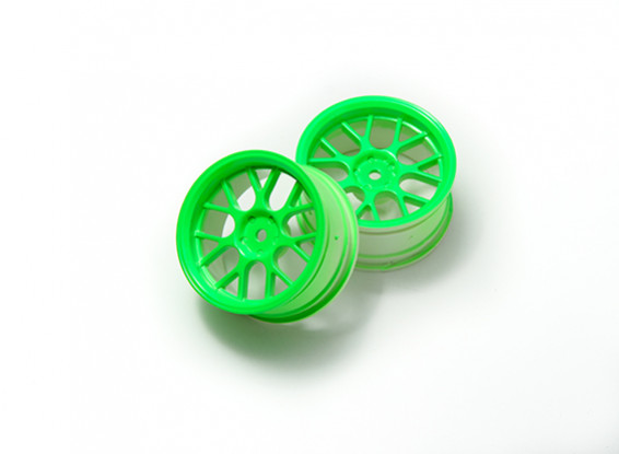 01:10 Wheel Set 'Y' a 7 razze fluorescente verde (3mm Offset)
