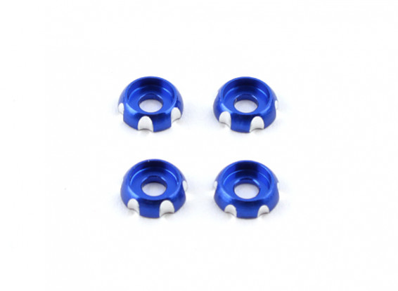Alluminio 3mm CNC Roundhead Washer - Deep Blue (4 pezzi)