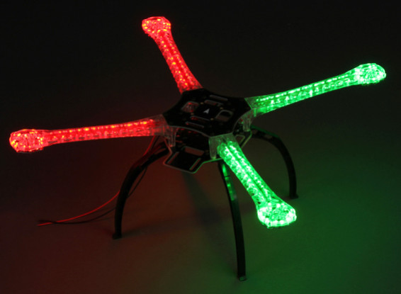 Q500 LED Quadcopter Telaio con Integrated 480 millimetri PCB (rosso, verde)