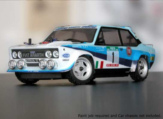Rally Legends 1/10 Fiat Abarth 131 Rally Car Unpainted auto Shell Corpo w / decalcomanie