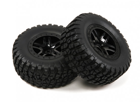 1 / 10th scala 5 razze Short Course Spalato Stile Truck Wheels & Tyres (2pc)