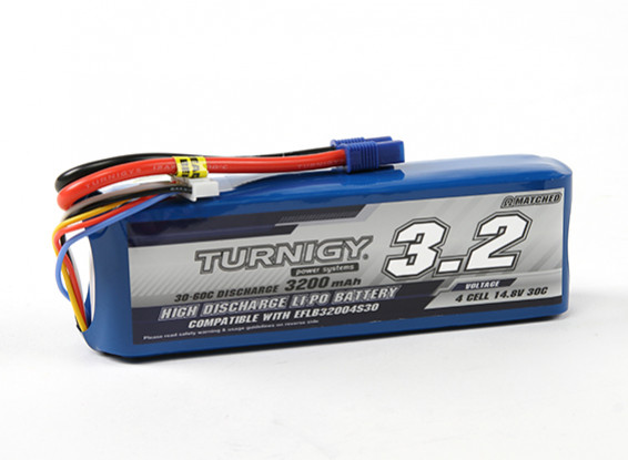 Turnigy 3200mAh 4S 30C LiPoly pacchetto w / CE3 (E-Flite EFLB32004S30 Compatible)