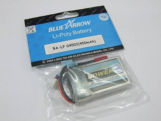 Blue Arrow Lipo pacchetto 450mAh 2S 12C
