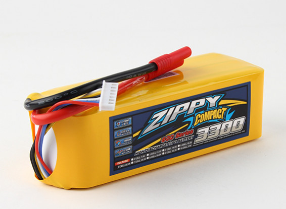 Scratch and Dent ZIPPY Compact 3300mAh 6s 60c Lipo Pack