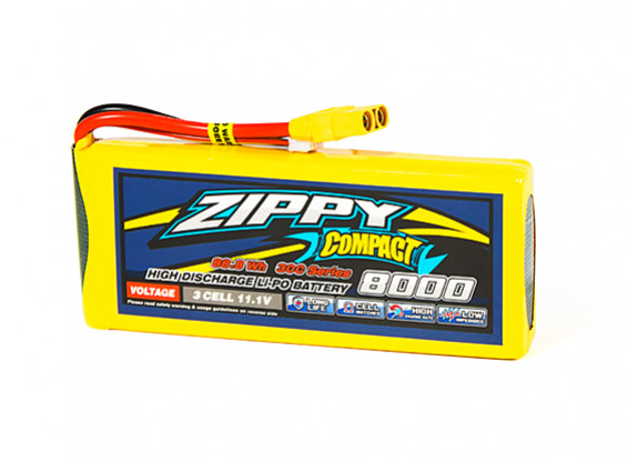 ZIPPY Compact 8000mAh 3S1P 30C Lipo Pack w/XT90