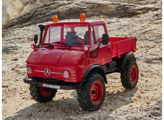 FMS (RTR) 1:24 FCX24 Mercedes-Benz Unimog 421 (Red) 4WD Rock Crawler w/2-Speed Transmission, Tx, LiPo & Charger Bundle Deal