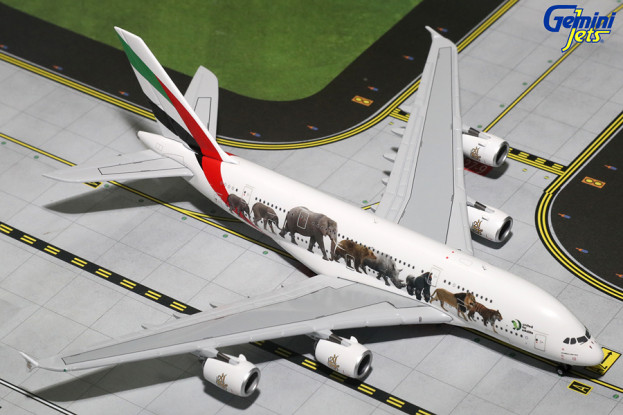 Gemini Jets Emirates Airlines Airbus A380-*800 "United for Wildlife #3" A6-EEQ 1:400 Diecast Model GJUAE1594