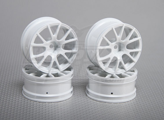 Установить 1:10 Шкала колесо (4шт) Белый 12-спицевые RC автомобилей 26мм (3 мм смещение)
