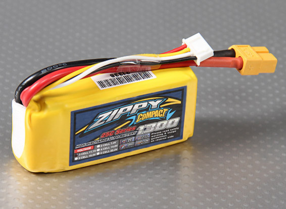 ZIPPY Компактный 1300mAh 3S 25C Lipo обновления