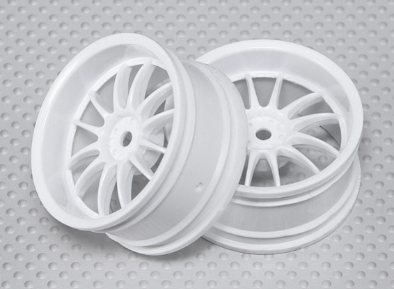 Масштаб 1:10 Набор колес (2 шт) Белый Split 6-спицевые RC автомобилей 26мм (3 мм смещение)