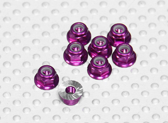 Фиолетовый анодированный алюминий M3 самоконтрящейся колесные гайки ж / Зазубренные фланец (8шт)
