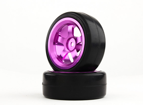 HobbyKing 1/10 Алюминий 5-спицевые 12mm Hex Wheel (фиолетовый) / Slick 26мм шин (2 шт / мешок)