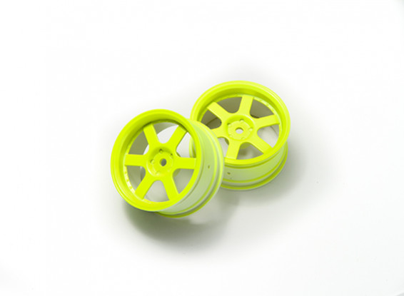1:10 Ралли колеса 6-спицевые Fluorescent Желтый (3 мм Смещение)