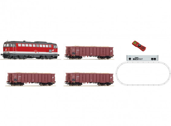 Roco HO Digital Starter Train Set with Class 2043 Diesel Locomotive (OBB), 3 Freight Wagons and Z21  Digital System