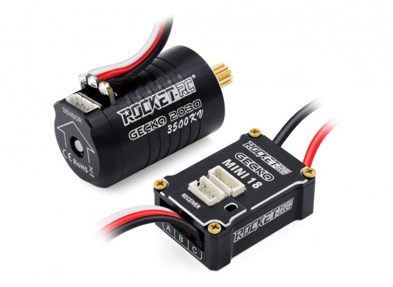 用于 1/18 RC Rock Crawlers 的 Surpass Hobby Rocket GECKO 3500KV 传感器无刷电机/ESC 组合