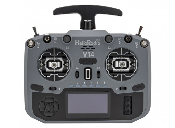 Helloradiosky V14MAXR9 ELRS 14 Channel CNC Metal RDC 90 2.4GHz Transmitter Grey&Black