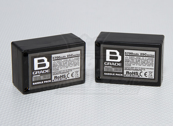 Bグレード5700mAh 2S 25cはハードケースサドルパックLipolyバッテリー
