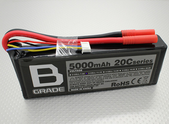 Bグレード5000mAに3S 20C Lipolyバッテリー