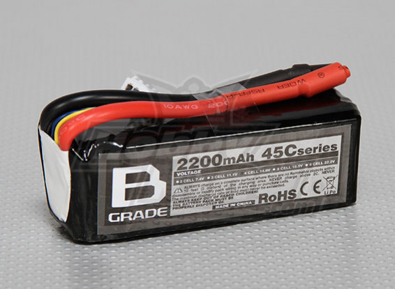 Bグレード2200mAhの4S 45C Lipolyバッテリー