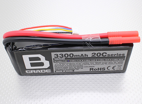 Bグレード3300mAh 3S 20C Lipolyバッテリー
