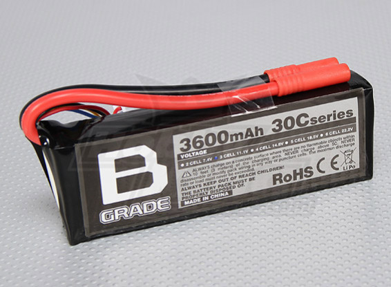 Bグレード3600mAh 3S 30C Lipolyバッテリー