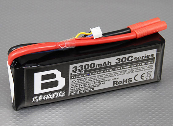 Bグレード3300mAh 3S 30C Lipolyバッテリー