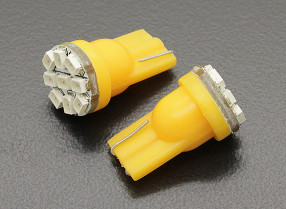LEDコーンライト12V 1.35W（9 LED） - イエロー（2個）