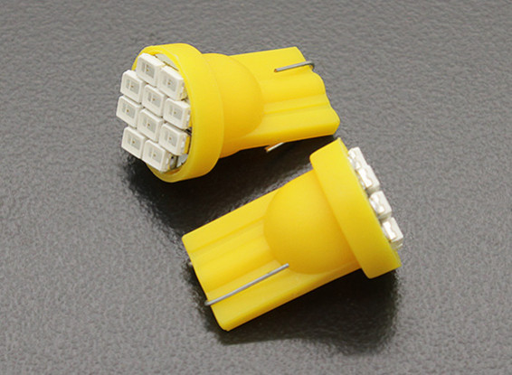 LEDコーンライト12V 1.5W（10 LED） - イエロー（2個）