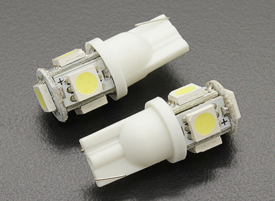 LEDコーンライト12V 1.0W（5 LED） - ホワイト（2個）