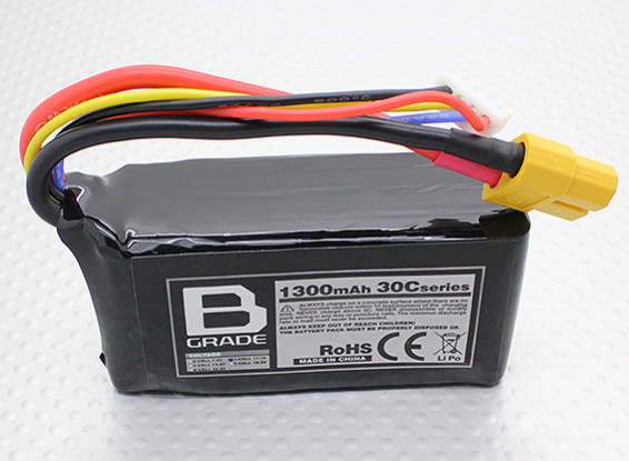 Bグレード1300mAh 3S 30C Lipolyバッテリー