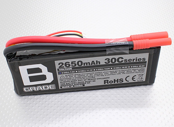 Bグレード2650mAh 2S 30C Lipolyバッテリー