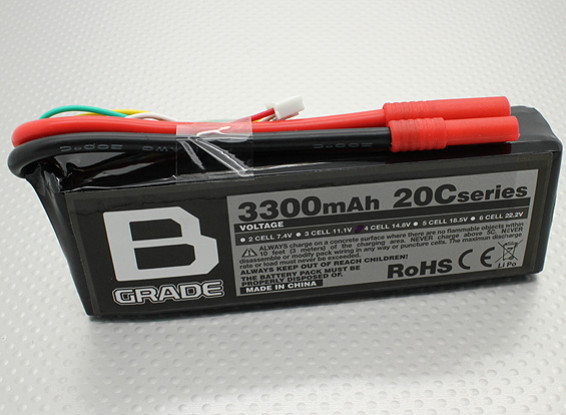 Bグレード3300mAh 4S 20C Lipolyバッテリー