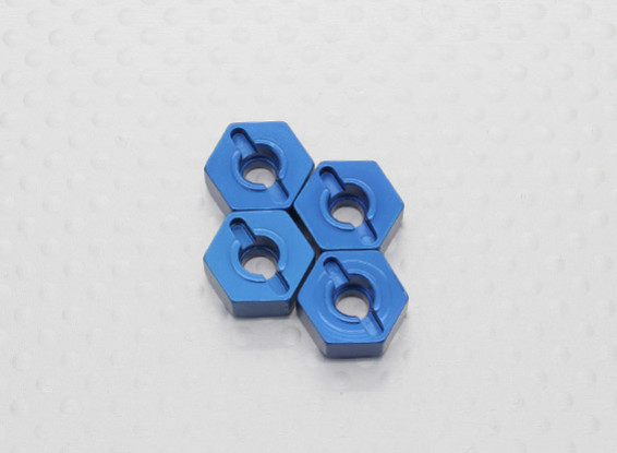 1/10スケールアルミ六角ハブ12ミリメートル - ブルー（4PC）
