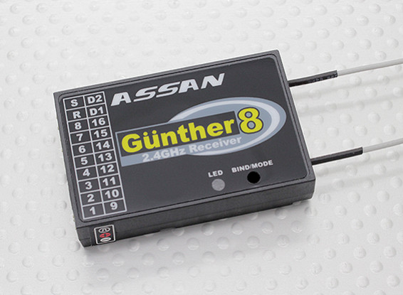Assanギュンター8の2.4GHz FASST互換性8CH S.BUSレシーバー