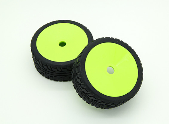 HobbyKing®1/8ラリーディッシュ蛍光グリーンホイール＆オンロード用タイヤ17ミリメートル六角（2PC）