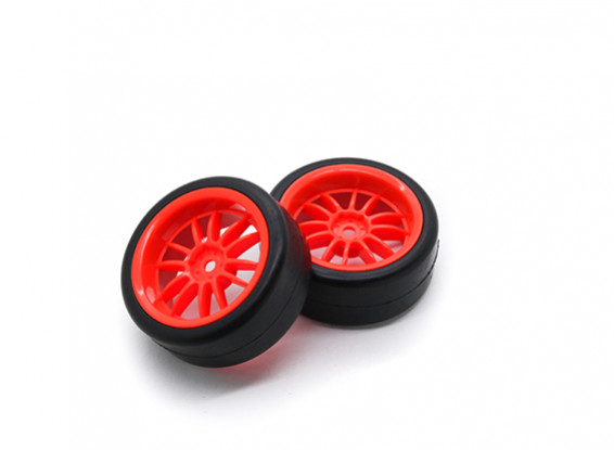 HobbyKing 1/10ホイール/タイヤセットY-スポーク（赤）リアRCカー26ミリメートル（2個）