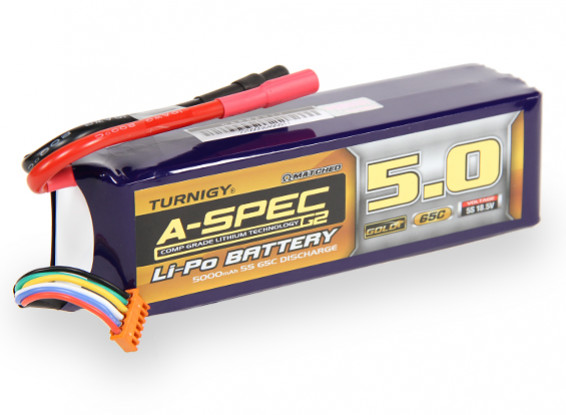 TurnigyナノテクノロジーA-SPEC G2 5000mAに5S 65〜130℃リポパック