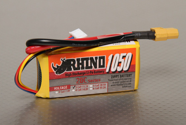Rhinoの1050mAh 3S 11.1V 20C Lipolyパック