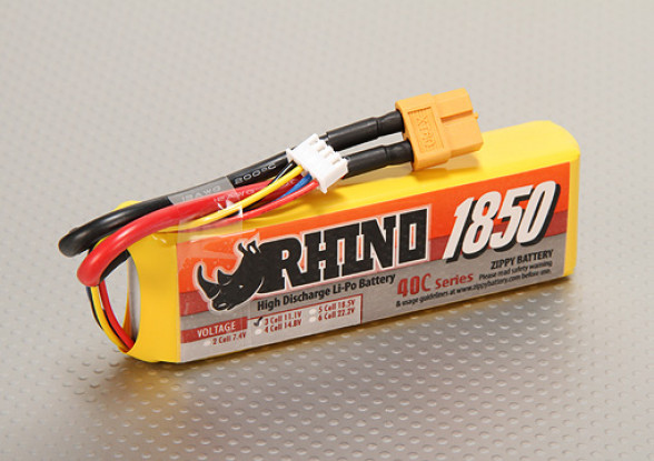 Rhinoの1850mAh 3S 11.1V 40C Lipolyパック