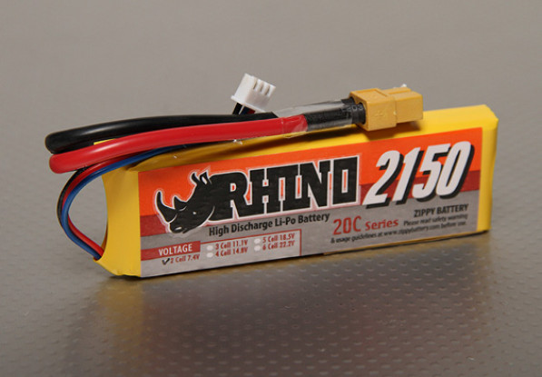 Rhinoの2150mAh 2S1P 20C Lipolyパック