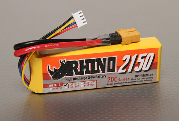 Rhinoの2150mAh 3S1P 20C Lipolyパック