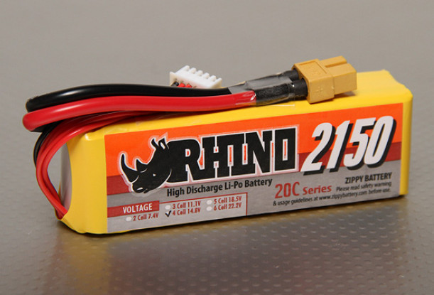 Rhinoの2150mAh 4S1P 20C Lipolyパック