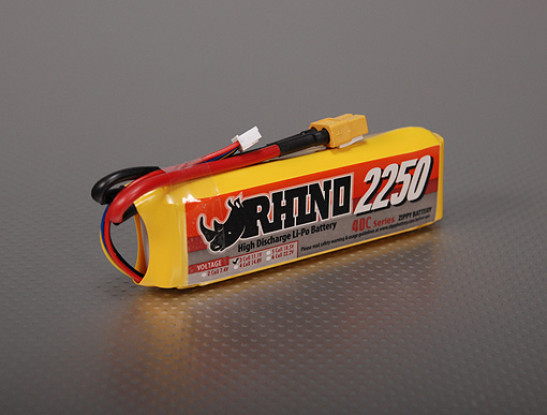 Rhinoの2250mAh 3S 11.1V 40C Lipolyパック
