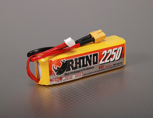 Rhinoの2250mAh 4S 14.8V 40C Lipolyパック