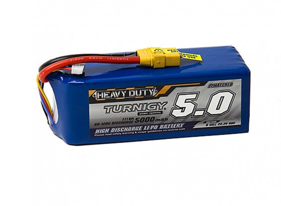 Turnigy Heavy Duty 6S 5000mAh 11.1V 60C LiPo Battery w/XT90