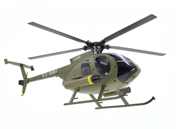 Helicóptero RC ERA C189 (RTF) MD500 do Exército dos EUA sem barra de voo, com transmissão, dois motores sem escovas, giroscópio de 6 eixos e controlo de altitude barométrica