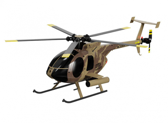 Helicóptero RC ERA C189 (RTF) MD500 Militar Flybarless RC com Tx, dois motores sem escovas, giroscópio de 6 eixos e controlo de altitude barométrica